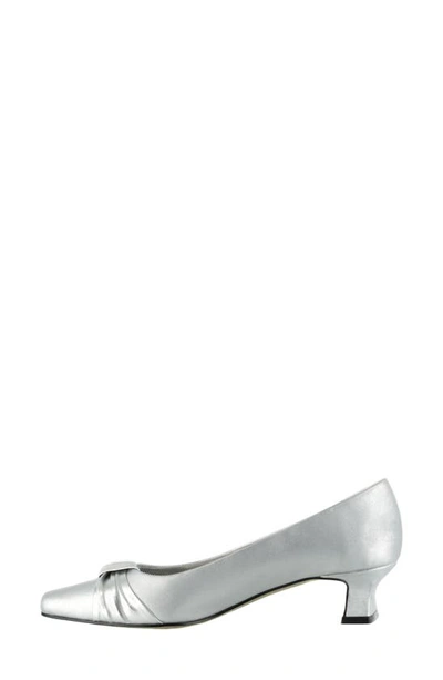 Easy Street Waive Square Toe Pump In Silver Satin