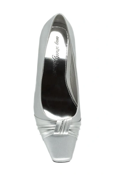 Easy Street Waive Square Toe Pump In Silver Satin