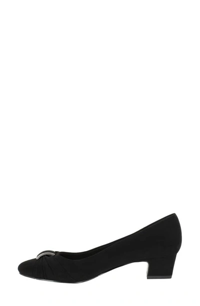 Easy Street Eloise Ruched Block Heel Pump In Black Lamy