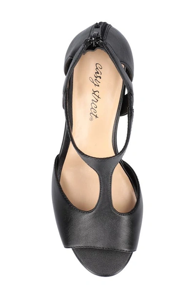Easy Street Flash Womens Zipper Man Made T-strap Heels In Black