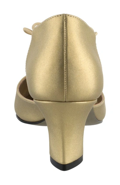 Easy Street Moonlight Embellished T-strap Pump In Gold Satin