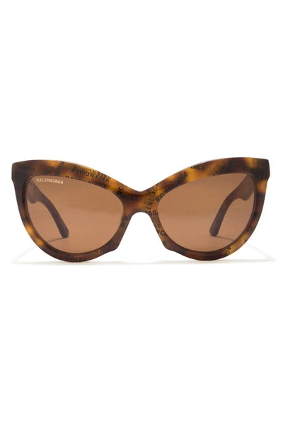 Shop Balenciaga 57mm Cat Eye Sunglasses In Havana Brown