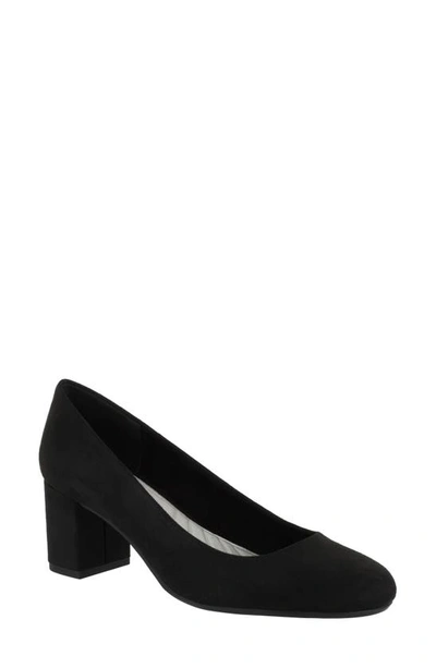 Shop Easy Street Proper Block Heel Pump In Black Super Suede