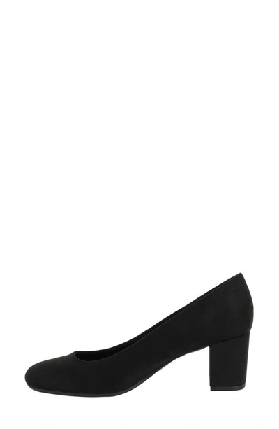 Easy Street Proper Block Heel Pump In Black Super Suede