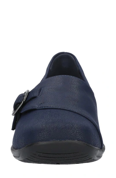 Easy Street Cinnamon Womens Faux Suede Slip On Loafers In Navy