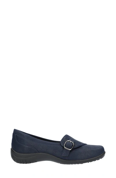 Easy Street Cinnamon Womens Faux Suede Slip On Loafers In Navy