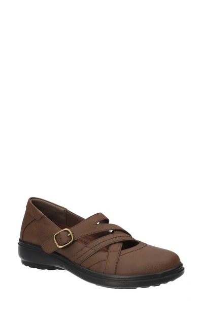 Shop Easy Street Wise Mary Jane Flat In Tan/ Gore