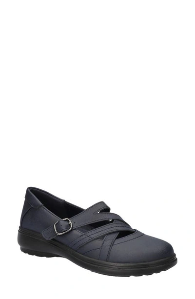 Easy Street Wise Mary Jane Flat In Navy/ Gore