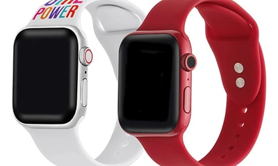 Shop The Posh Tech Silicone Band With Buckle For Apple Watch In White/red