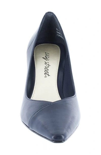 Easy Street Chiffon Pointed Toe Pump In New Navy