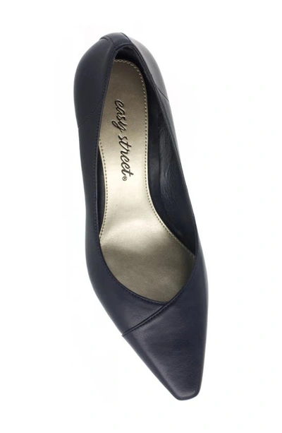 Easy Street Chiffon Pointed Toe Pump In New Navy