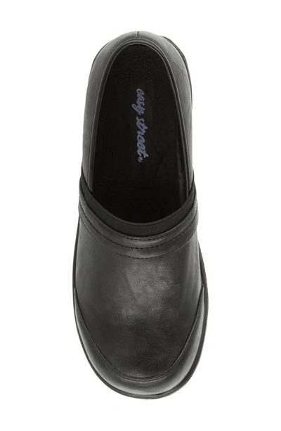 Easy Street Easy Works By  Bind Slip-on Clogs In Black Smooth