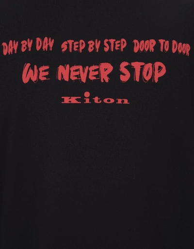 Shop Kiton Zip-up Hoodie With Slogan In Black