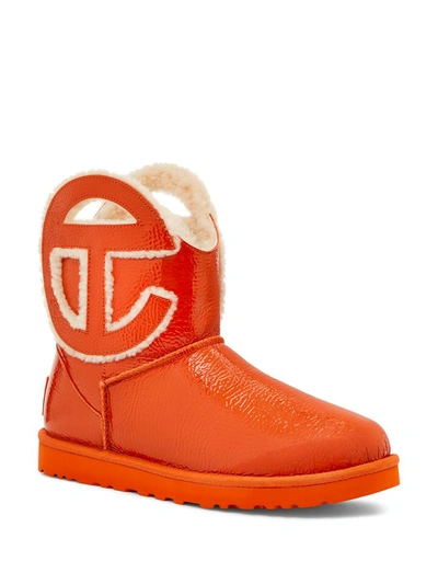 Ugg X Telfar Mens Tan Crinkle-texture Leather Ankle Boots In Orange