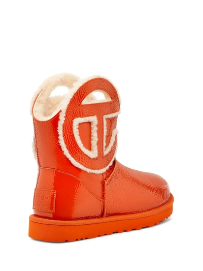 Ugg X Telfar Mens Tan Crinkle-texture Leather Ankle Boots In Orange