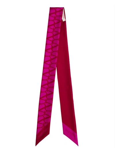 Shop Valentino Garavani Foulard Logo Accessories In Pink & Purple