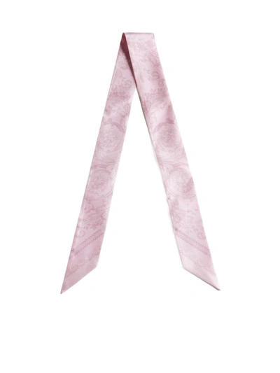 Shop Versace Silk Scarfs In Pale Pink