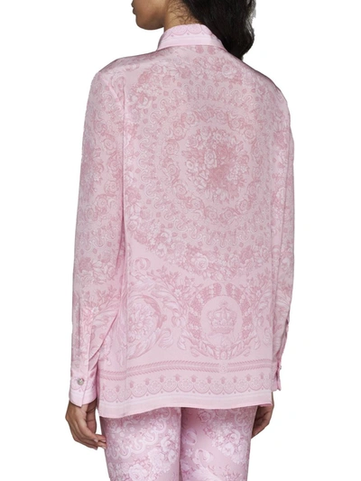 Shop Versace Shirts In Pale Pink