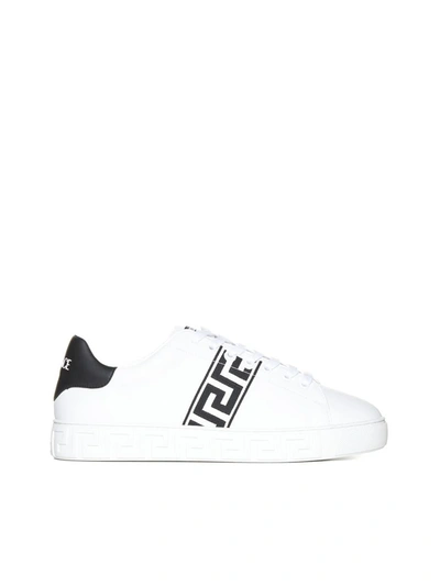 Shop Versace Sneakers In White+black