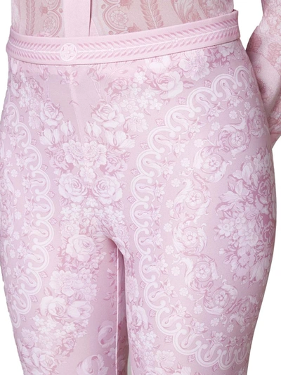 Shop Versace Trousers In Pale Pink