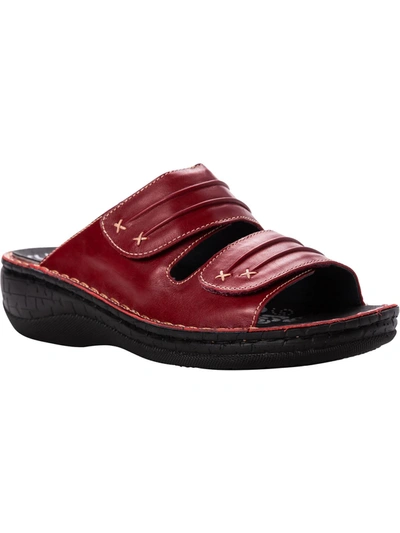 Shop Propét June Womens Leather Slip On Slide Sandals In Multi