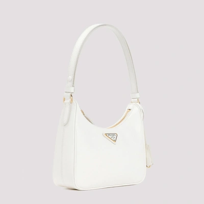 Shop Prada Saffiano Leather Mini Bag In White