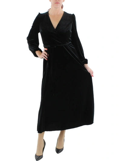 Shop Inc Womens Velvet Long Sleeves Midi Dress In Black
