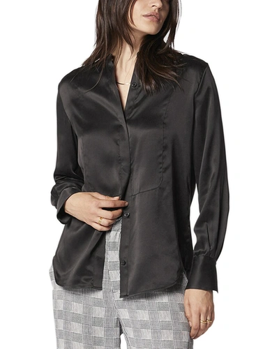 Shop Equipment Brielle Collarless Silk Shirt In Black