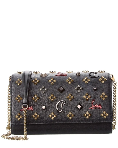 Shop Christian Louboutin Paloma Leather Clutch In Black