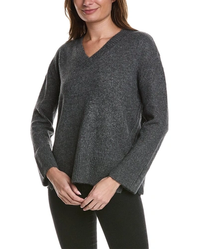 Shop Vince Camuto Contrast Color Chain Stitch Sweater In Grey