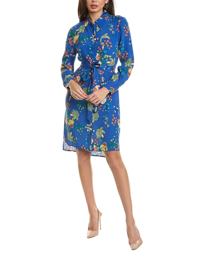 Shop Diane Von Furstenberg Prita Silk-blend Shirtdress In Blue