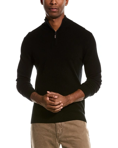 Shop Qi Cashmere 1/4-zip Pullover In Black