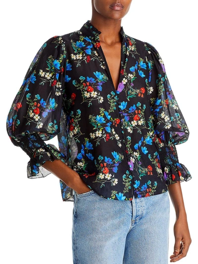 Shop Alice And Olivia Womens Silk Floral Blouse In Multi