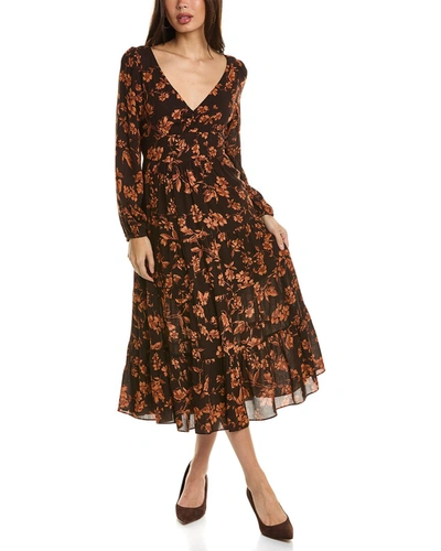 Shop Dress Forum Chocolat Tie-back Tiered Midi Dress In Brown