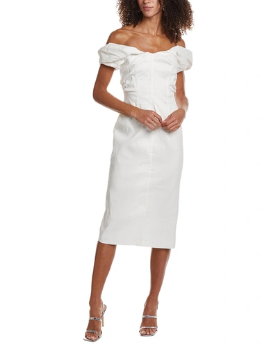 Shop A.l.c A. L.c. Nora Linen-blend Midi Dress In White