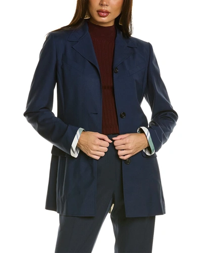 Shop Lanvin Silk-trim Wool & Mohair-blend Jacket In Blue
