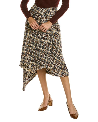 Shop Lanvin Asymmetrical Wool-blend Skirt In Multi