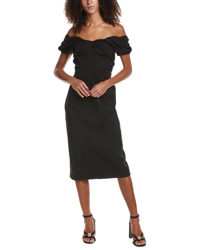 A.l.c A. L.c. Nora Linen-blend Midi Dress In Black