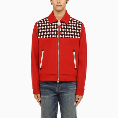 Shop Amiri Wool Jacket With Diamond Pattern In Red