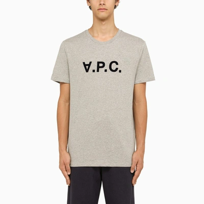 Shop Apc Logoed Grey Crewneck T-shirt