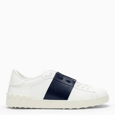 Shop Valentino White/marine Blue Open Sneakers