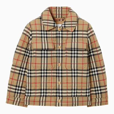 Shop Burberry Beige Quilted Jacket Vintage Check