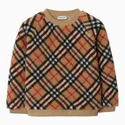 Shop Burberry Sweatshirt Teddy Beige Vintage Check