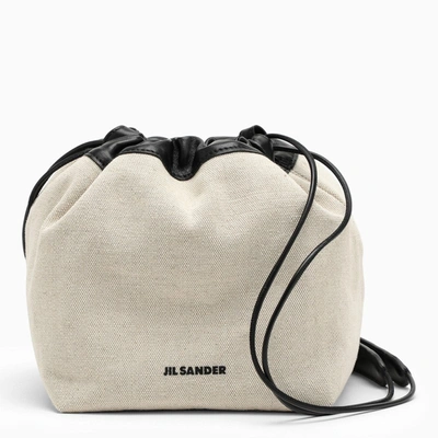 Shop Jil Sander | Natural Canvas And Leather Bucket Bag In Beige