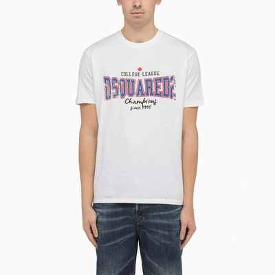 Shop Dsquared2 White Crewneck T-shirt With Print