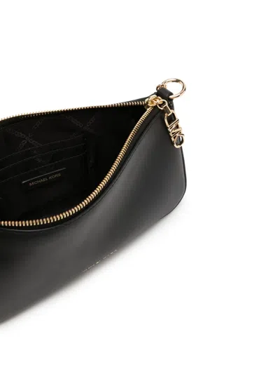Michael Kors Empire Medium Leather Chain-link Pochette In Black