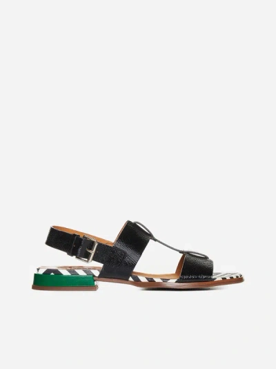 Shop Chie Mihara Wayway Patent Leather Sandals In Black,multicolor