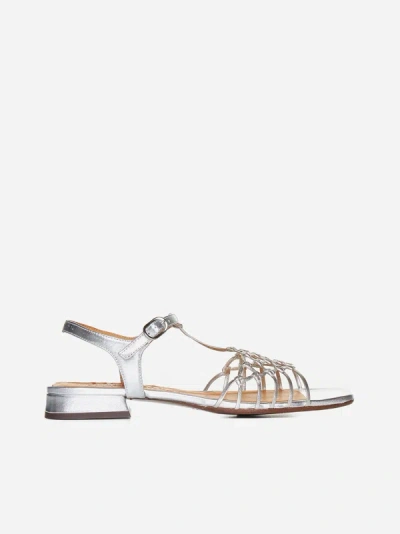 Shop Chie Mihara Tante Laminated Leather Sandals In Silver