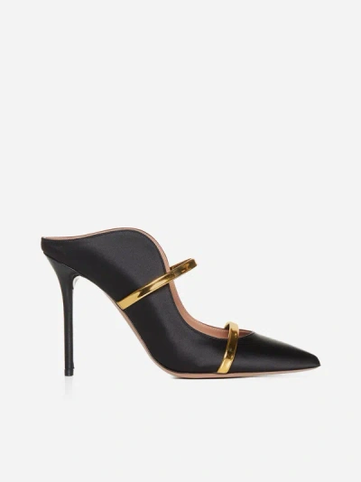 Shop Malone Souliers Maureen Satin Mules In Black,gold