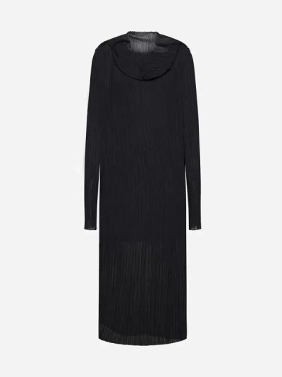 Shop Mm6 Maison Margiela Pleated Fabric Midi Dress In Black